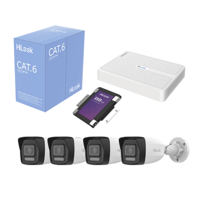 Imagen de Kit IP 2 Megapixel / NVR de 8 Canales con 8 Puertos PoE / 4 Cámaras IP Bala para Exterior / Micrófono Integrado / Bobina de Cable de 305 mts / SSD 1 TB