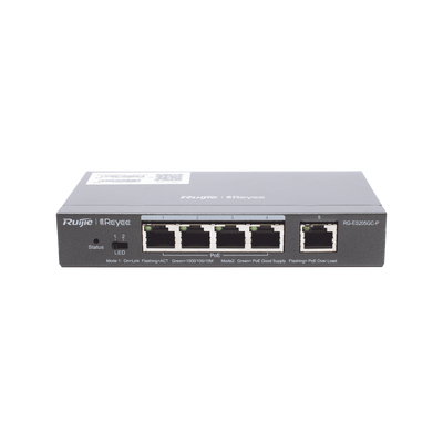 Imagen de Switch Administrable PoE con 5 puertos Gigabit, 4 PoE 802.3af/at, gestión gratuita desde la nube, 54w