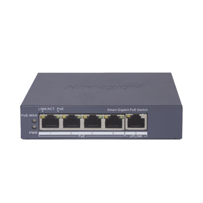 Imagen de Switch Gigabit PoE+ / Administrable / 4 Puertos 1000 Mbps PoE+ / 1 Puerto 1000 Mbps Uplink / Configuración Nube Hik-PartnerPro / Modo Extendido hasta 300 Metros / 60 Watts