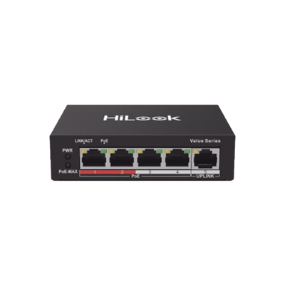 Imagen de Switch PoE+ / 4 Puertos 10/100 Mbps PoE+ (af / at) / 1 Puerto 10/100 Mbps Uplink / Modo Extendido hasta 250 Metros / 35 Watts