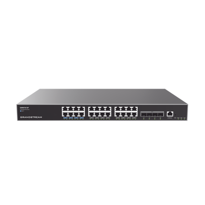 Imagen de Switch Capa 3 PoE+ Administrable / 24 puertos 10/100/1000 Mbps + 4 Puertos SFP+ de 10 Gigabits / Hasta 360W / Compatible con GWN Cloud.