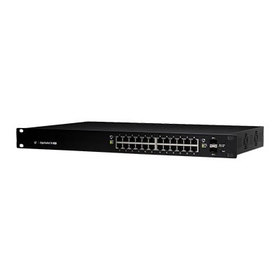 Imagen de Switch EdgeMAX administrable de 24 puertos Gigabit con PoE+/PoE Pasivo 24V + 2 Puertos SFP, 250 W