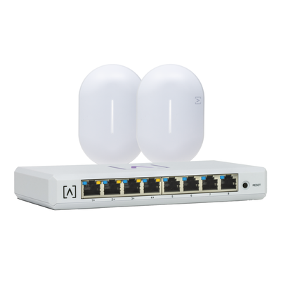 Imagen de Kit de lanzamiento Alta Labs: Incluye: 1 Switch PoE S8-POE / 2 Puntos de Acceso WiFi 6 AP6 Bloqueo de Contenido / Administración en la Nube/App Gratuita / Compatible con la Plataforma Purple