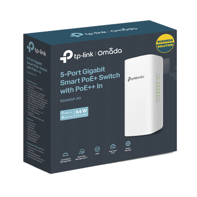 Imagen de Switch PoE Omada Para Exterior / 1 Puerto PoE++ IN 802.3 af/at/bt / 4 Puertos PoE+ OUT Gigabit / Adminstración Centralizada Omada
