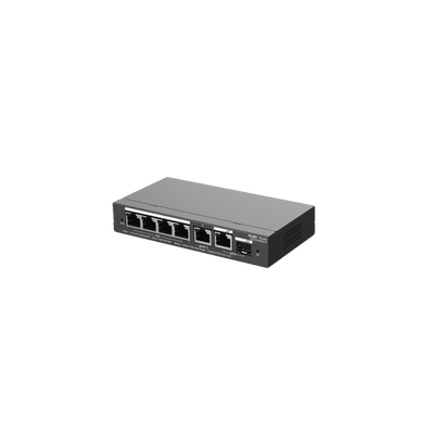 Imagen de Switch Administrable con 4 puertos Gigabit PoE, 2 Uplink Gigabit y 1 Uplink Gigabit para Fibra SFP en combo, gestión gratuita desde la nube