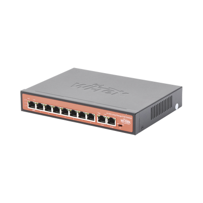 Imagen de Switch PoE No administrable / PoE de Largo Alcance Hasta 250m / 8 Puertos PoE 10/100Mbps (Puerto 1 Hasta 60W, Puertos 2 al 8 Hasta 30W) + 2 Puertos Gigabit Uplink / Presupuesto 120 W / Plug and Play