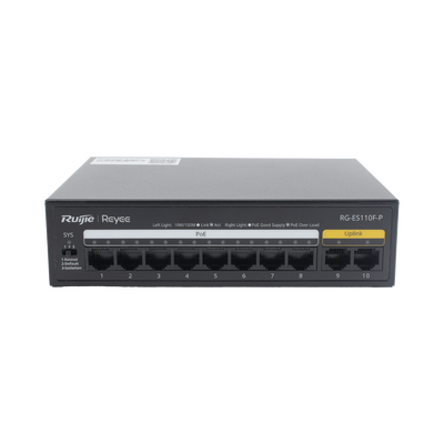 Imagen de Switch PoE+ con 10 Puertos 10/100 Mbps / 110 W / Carcasa de Acero / No Administrable
