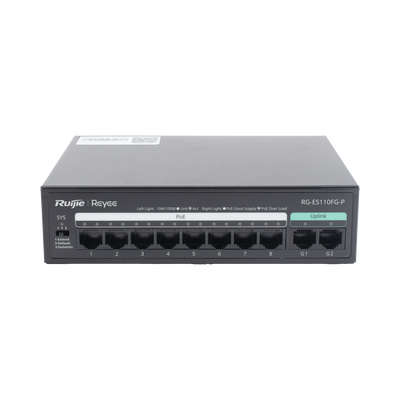 Imagen de Switch PoE no administrado de 2 puertos Gigabit y 8 puertos 10/100 Mbps