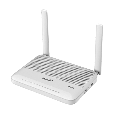 Imagen de ONU GPON WiFi 6, Doble Banda 2.4/5 GHz , con 4 puertos Gigabit Ethernet + 2 POTS + 1 USB + 1 CATV (RF), conector SC/APC
