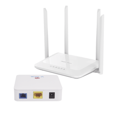 Imagen de Kit 1 ONU Bridge V-Sol, Dual GPON/EPON con Router Home Mesh Ideal para distribuciones WISP de mayor cobertura Wi-Fi en Hogares y Oficinas