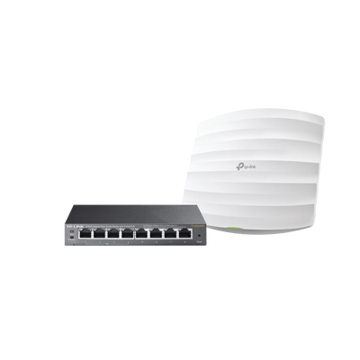 Imagen de Kit de access point EAP245 y switch PoE TL-SG108PE, doble banda AC, hasta 1750 Mbps, 1 puerto Gigabit