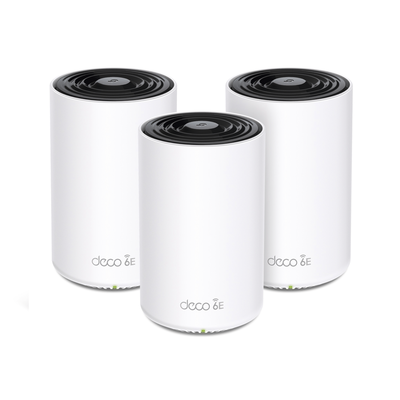 Imagen de Kit 3 Routers Inalámbricos MESH Interior para Hogar / Doble Banda Wi-Fi 6E AX5400 Mbps / 3 Puerto Gigabit WAN/LAN / 4 Antenas Internas / Administración Mediante la App Deco (iOS, Android) / Protección HomeShield