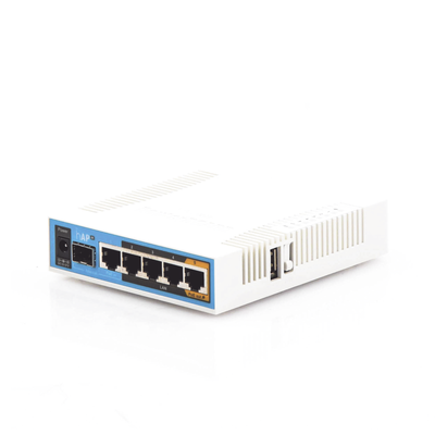Imagen de (hAP ac) 5 Puertos Gigabit Ethernet, 1 Puerto SFP, 1 USB, WiFi Doble Banda 3x3 802.11ac, hasta 1W de potencia