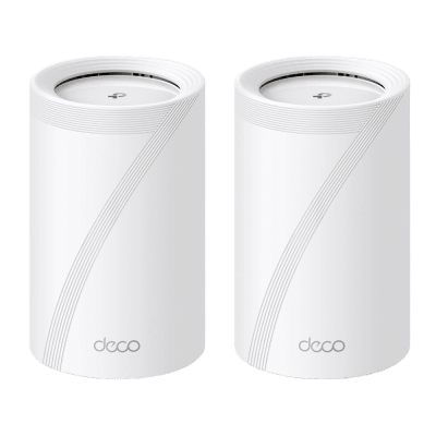 Imagen de KIT 2 Routers Inalámbrico MESH Interior para Hogar / Triple Banda Wi-Fi 7 BE9300 Mbps / 2 Puerto 2.5 Gigabit WAN/LAN / 4 Antenas Internas / Operación Multi-Link MLO / Administración Mediante la App Deco (iOS, Android) / HomeShield