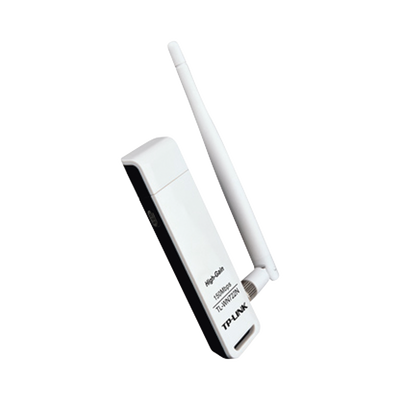 Imagen de Adaptador USB inalámbrico de alta ganancia N 150 Mbps 2.4 GHz con 1 antena desmontable de 4dBi