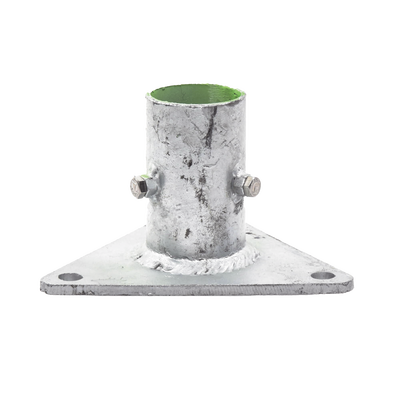 Imagen de Base Triangular para Mástil de 1" a 2" con Opresores. Galvanizado por Inmersión en Caliente.
