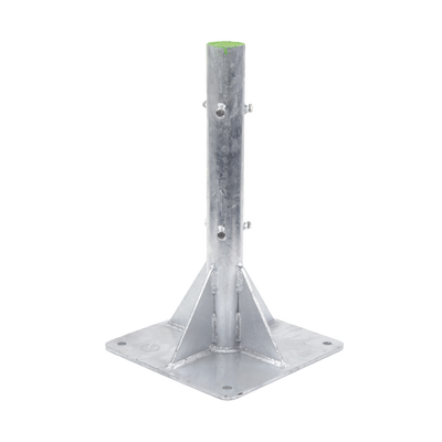 Imagen de Base para Mástil Hasta 2" con Opresores, Base de 50 x 50 cm y Tubo de 80 cm Ced. 30. Galv. Inmersión.