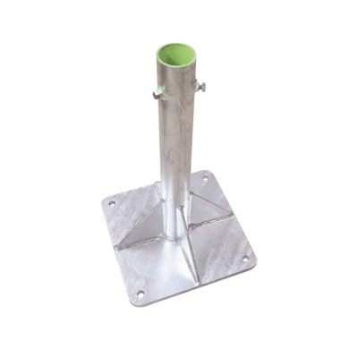 Imagen de Base para Mástil Hasta 2" con Opresores, Base de 30 x 30 cm y Tubo de 50 cm Ced. 30. Galv. Inmersión.