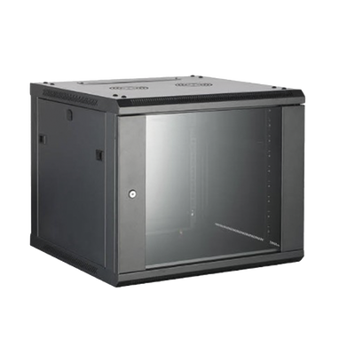 Imagen de Gabinete para Montaje en Pared/ Piso, con Puerta de Cristal Templado, Cuerpo Fijo, con 9 Unidades de Rack, de 19in, Fabricado en Acero