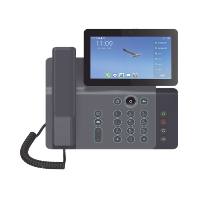 Imagen de Videoteléfono IP inteligente Insignia, Android 9.0, 20 líneas SIP, pantalla a color 7" ajustable, Teclado de iluminación configurable, PoE, conferencia local de 10 vías.