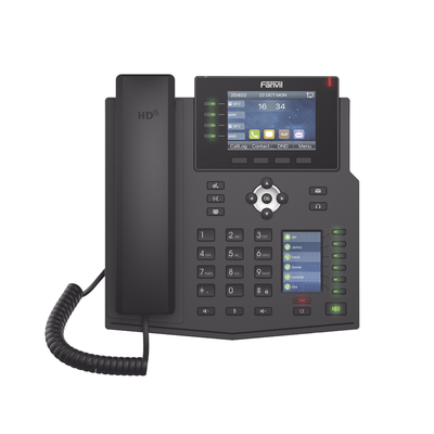 Imagen de Teléfono IP Empresarial con Estándares Europeos, 16 líneas SIP con pantalla LCD a color 3.5", 30 teclas DSS/BLF, puertos Gigabit, IPv6, Opus y conferencia de 3 vías, PoE/DC