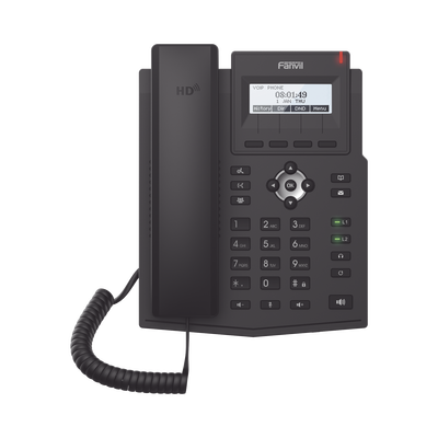 Imagen de Teléfono IP empresarial para 2 lineas SIP con pantalla LCD, Códec Opus, conferencia de 3 vías, PoE.