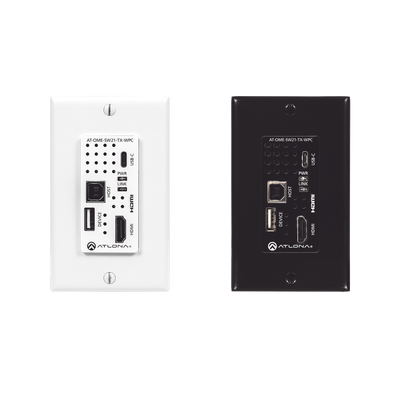 Imagen de Placa de pared con Switcher y Transmisor HDBaseT con entradas HDMI y USB-C con concentrador USB para integración de AV
