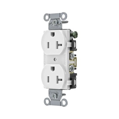 Imagen de Contacto Dúplex 20 A, 125 V,  2 Polos, 3 Hilos, Cableado Posterior y  Lateral, Color Blanco (Nema 5-20R).