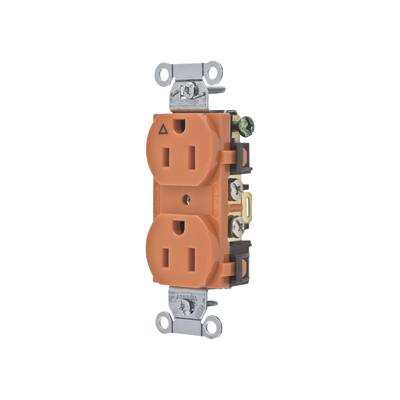 Imagen de Contacto Dúplex Conexión a Tierra Aislada/ 15A 125V/ 2 polos 3 Hilos/ Nema 5-15R /Grado Comercial/ Color Naranja.