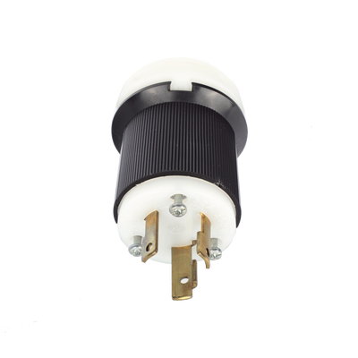 Imagen de Clavija Industrial con Bloqueo de Media Vuelta / 30 A 250 V CA / 2 Polos 3 Hilos / Color Blanco y Negro / Nema L6-30P.