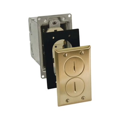 Imagen de Kit de Caja de Piso con Receptaculo de  15A 125V/ Acabado Latón.