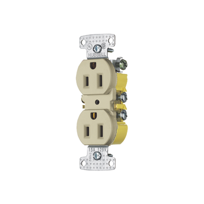 Imagen de Contacto Duplex 15A 125V/ 2 Polos 3 Hilos / Cableado posterior y lateral / Nema 5-15R / Color Marfil.