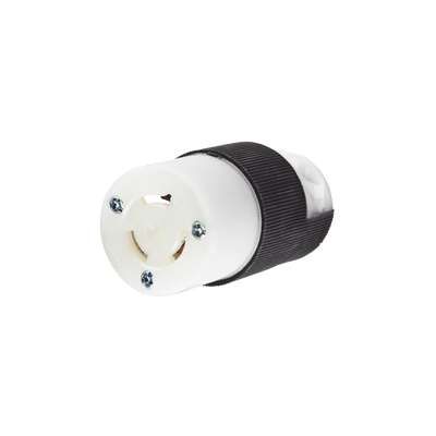 Imagen de Conector Industrial con Bloqueo de Media Vuelta / 15 A 250 V CA / 2 Polos 3 Hilos / Nema L6-15R / Color Blanco y Negro.