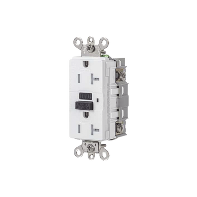 Imagen de Contacto GFCI 20 A 125 V / Resistente a Intemperie / A prueba de manipulaciones / Color Blanco (Nema 5-20R) / Grado Industrial.