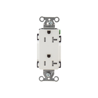 Imagen de Contacto Duplex Decorador 20 A 125V /  Resistente a manipulaciones / 2 Polos 3 Hilos/ Nema 5-20 R / Color Blanco / Grado Industrial.