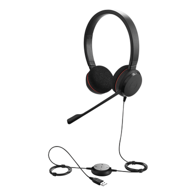 Imagen de Jabra Evolve 20 DUO con conexión USB, micrófono con cancelación de ruido de ultima generación, configuración Plug and Play (4999-829-209)