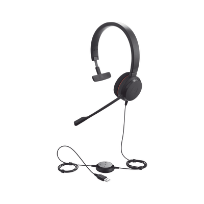 Imagen de Jabra Evolve 20 Mono con conexión USB, micrófono con cancelación de ruido de ultima generación, configuración Plug and Play (4993-829-209)