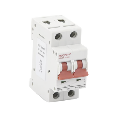 Imagen de Protección Térmica/ Interruptor 2P, 32A,  Corriente Directa  800 Vcc para Aplicación Fotovoltaica Montaje Riel DIN
