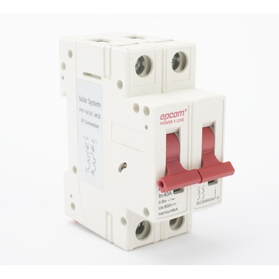 Imagen de Protección Térmica/ Interruptor 2P, 40 A,  Corriente Directa  800 Vcc para Aplicación Fotovoltaica Montaje Riel DIN