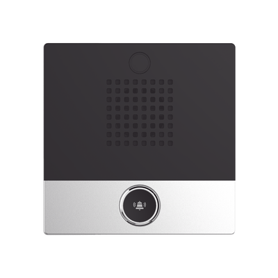 Imagen de Mini Intercomunicador para hotelería y hospitales, con diseño elegante, PoE, 1 botón, 1 relevador integrado de salida y entrada.