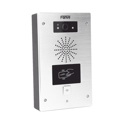 Imagen de Video portero IP, 2 líneas SIP, 2 relevadores, lector de tarjeta RFID, Compatible con NVR Hikvision por Onvif, con botón para llamada, anti-vandálico, PoE, IP65 e IK10, PoE