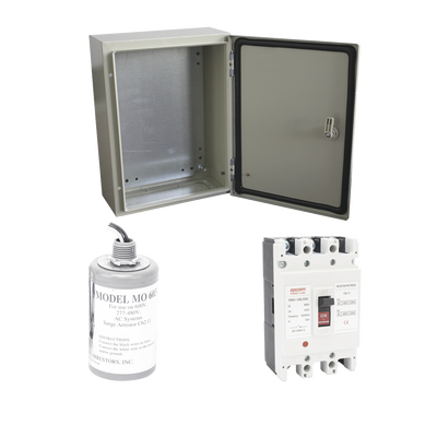 Imagen de Kit de Centro de Carga Trifasico Para Corriente Alterna, Breaker de hasta 690 Vc de 125 A con Supresor de Descargas Atmosféricas.