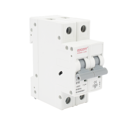 Imagen de Protección Térmica/ Interruptor 2P, 10 A,  Corriente Alterna  400 Vca para Aplicación Fotovoltaica Montaje Riel DIN