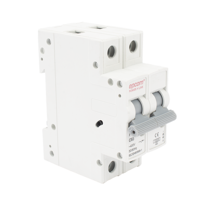 Imagen de Protección Térmica/ Interruptor 2P, 63 A,  Corriente Alterna  400 Vca para Aplicación Fotovoltaica Montaje Riel DIN