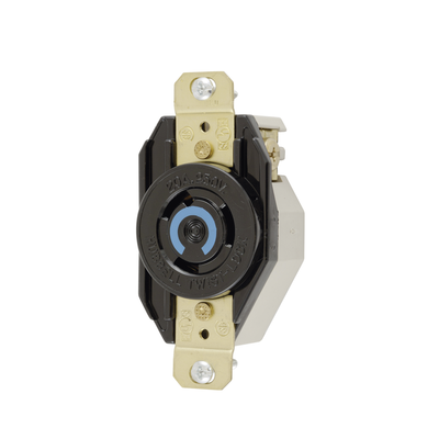 Imagen de Receptáculo de Media Vuelta Industrial para Empotrar/ 20A  250V/ 2 Polos 3 Hilos/ NEMA L6-20R / Color Negro.