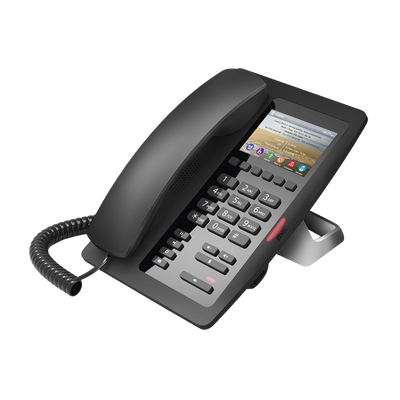 Imagen de (H5 Color Negro) Teléfono IP Hotelero de gama alta, pantalla LCD de 3.5 pulgadas a color, 6 teclas programables para servicio rápido (Hotline), PoE