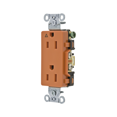 Imagen de Contacto Dúplex Conexión a Tierra Aislada/ 15A 125V/ 2 polos 3 Hilos/ Nema 5-15R /Grado Comercial Decorativo/ Color Naranja.