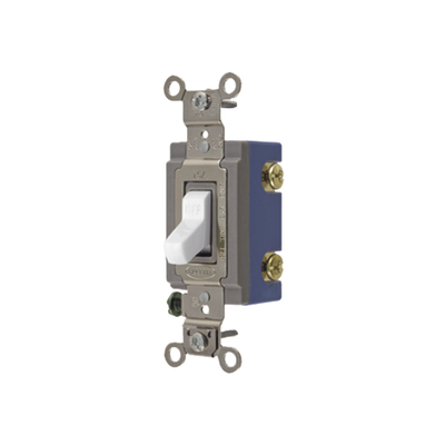 Imagen de Interruptor de Palanca 15 A 120-277 V CA/ Unipolar / Grado Industrial/ Uso Extra Pesado / Cableado Lateral y Posterior / Color Blanco.