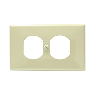 Imagen de Placa de plástico para contacto dúplex color marfil.