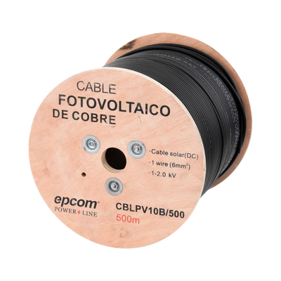 Imagen de Carrete de 500 Metros / Cable Fotovoltaico Negro / 6mm² (10AWG) / Material COBRE /  2000 Vcc